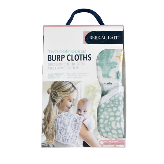 Dinosaur & Sage Muslin Burp Cloth Set of 2
