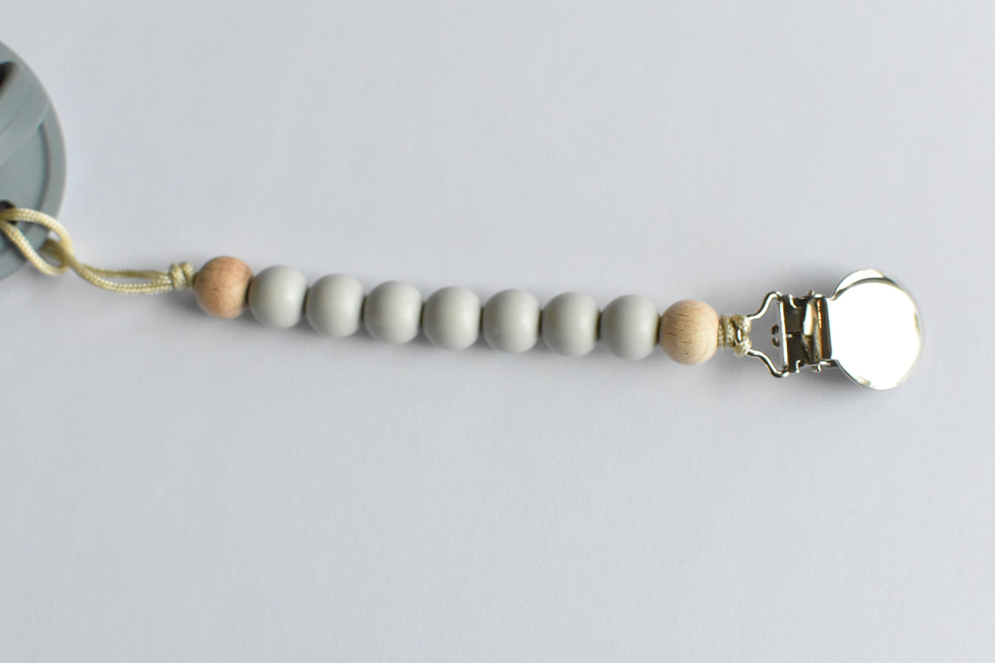 Mini Silicone Pacifier Clip - Light Grey
