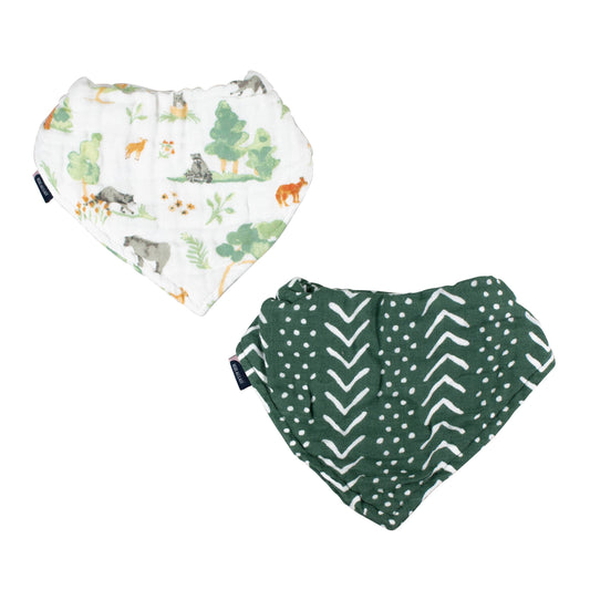 Forest Friends Classic Muslin Bandana Bib Set of 2