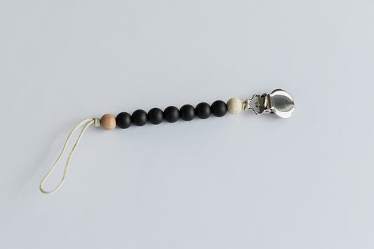 Mini Silicone Pacifier Clip - Black