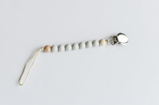 Mini Silicone Pacifier Clip - Light Grey