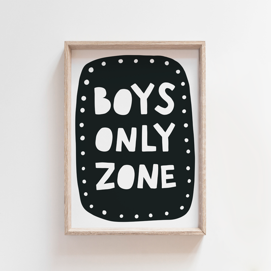Boys Only Zone Kids Art Print 8x10