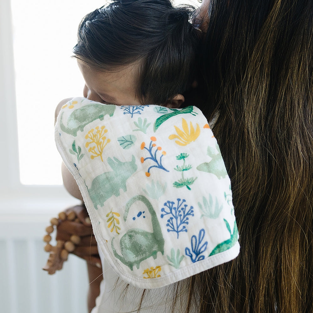 Dinosaur & Sage Muslin Burp Cloth Set of 2