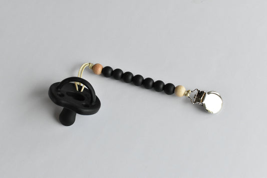 Mini Silicone Pacifier Clip - Black