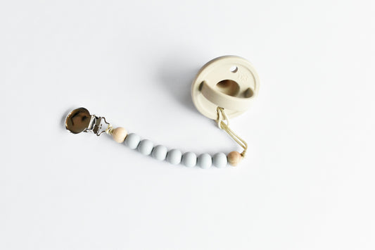 Mini Silicone Pacifier Clip - Light Blue