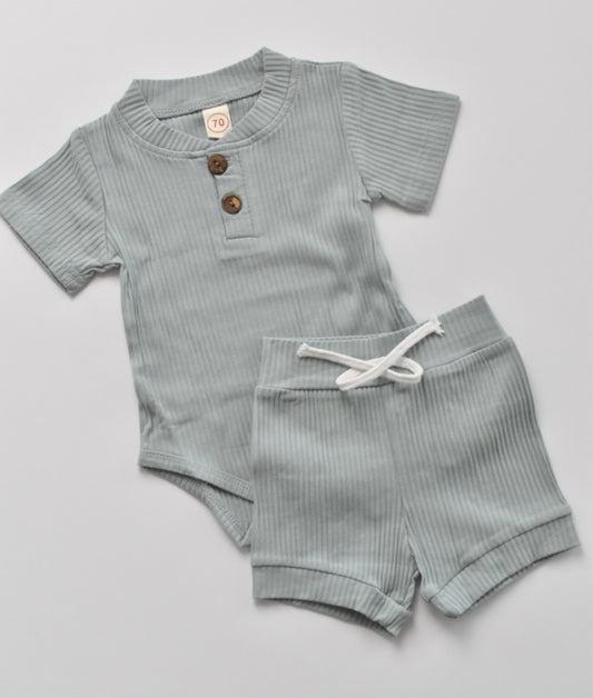 Short Sleeve Cotton Set - Blue