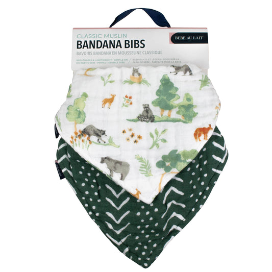 Forest Friends Classic Muslin Bandana Bib Set of 2
