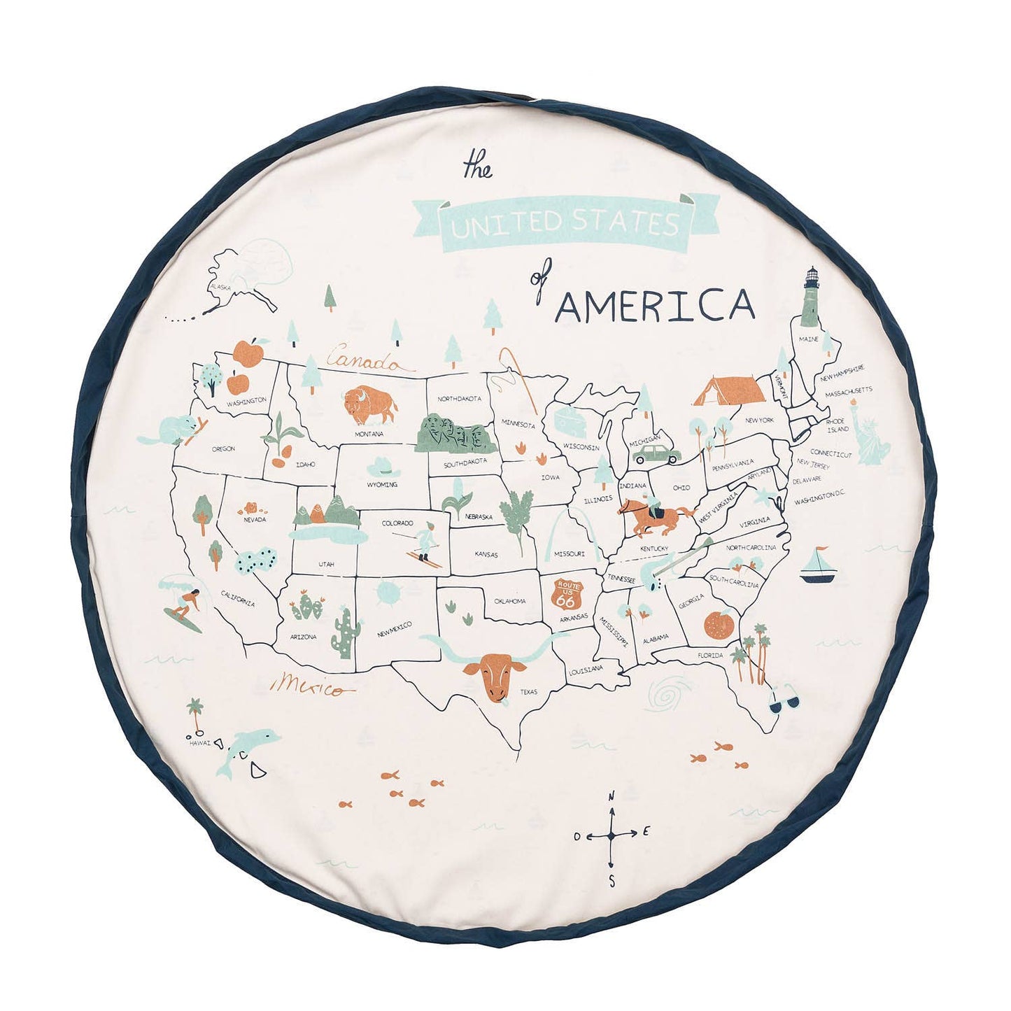 Map of USA Toy Storage Bag & Play Mat