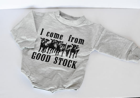 ‘I Come From Good Stock’ Cow Baby Romper