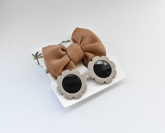 Bow & Sunglasses Set - Brown