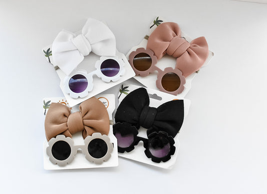 Bow & Sunglasses Set - Brown