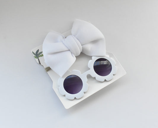 Bow & Sunglasses Set - White