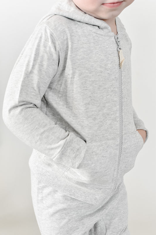 Zip-Up Hoodie - Light Grey