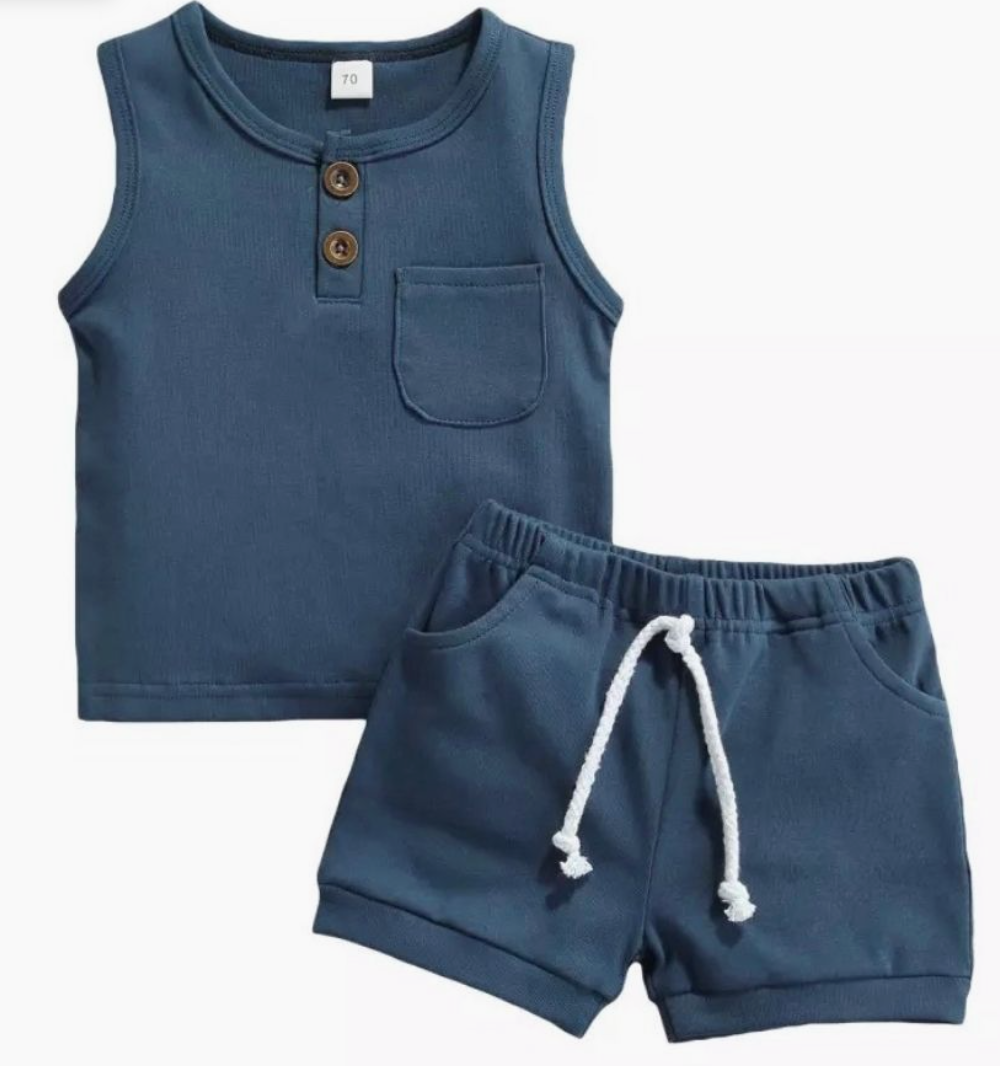 Sleeveless Short Set - Blue